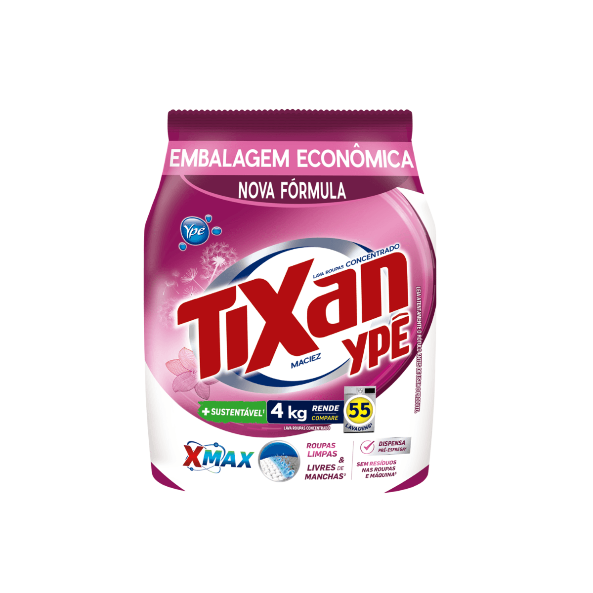 Lava Roupas em Pó Maciez 4kg Tixan Ypê